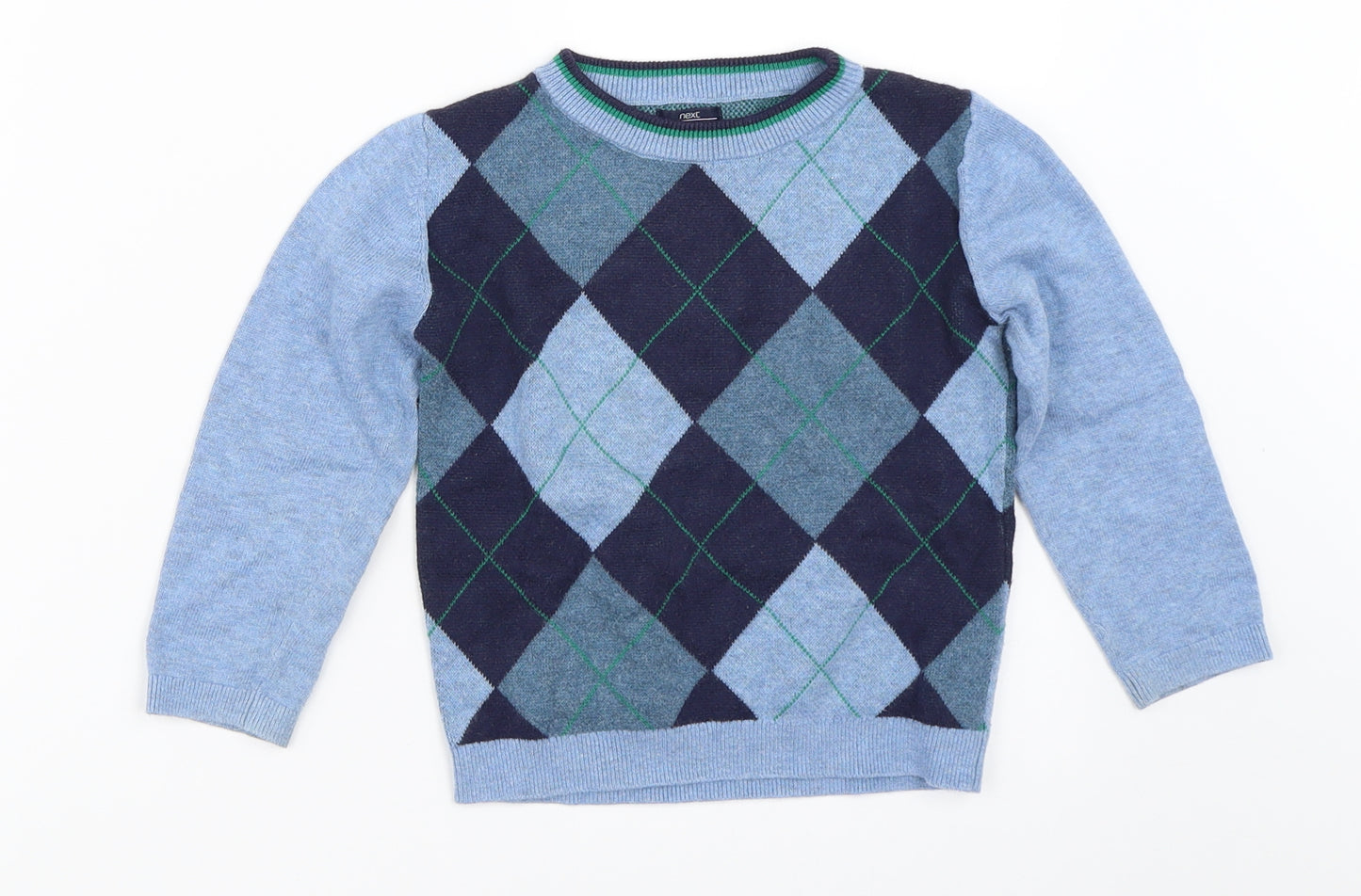 NEXT Boys Blue Argyle/Diamond  Pullover Jumper Size 18-24 Months