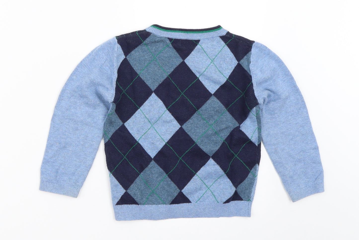 NEXT Boys Blue Argyle/Diamond  Pullover Jumper Size 18-24 Months