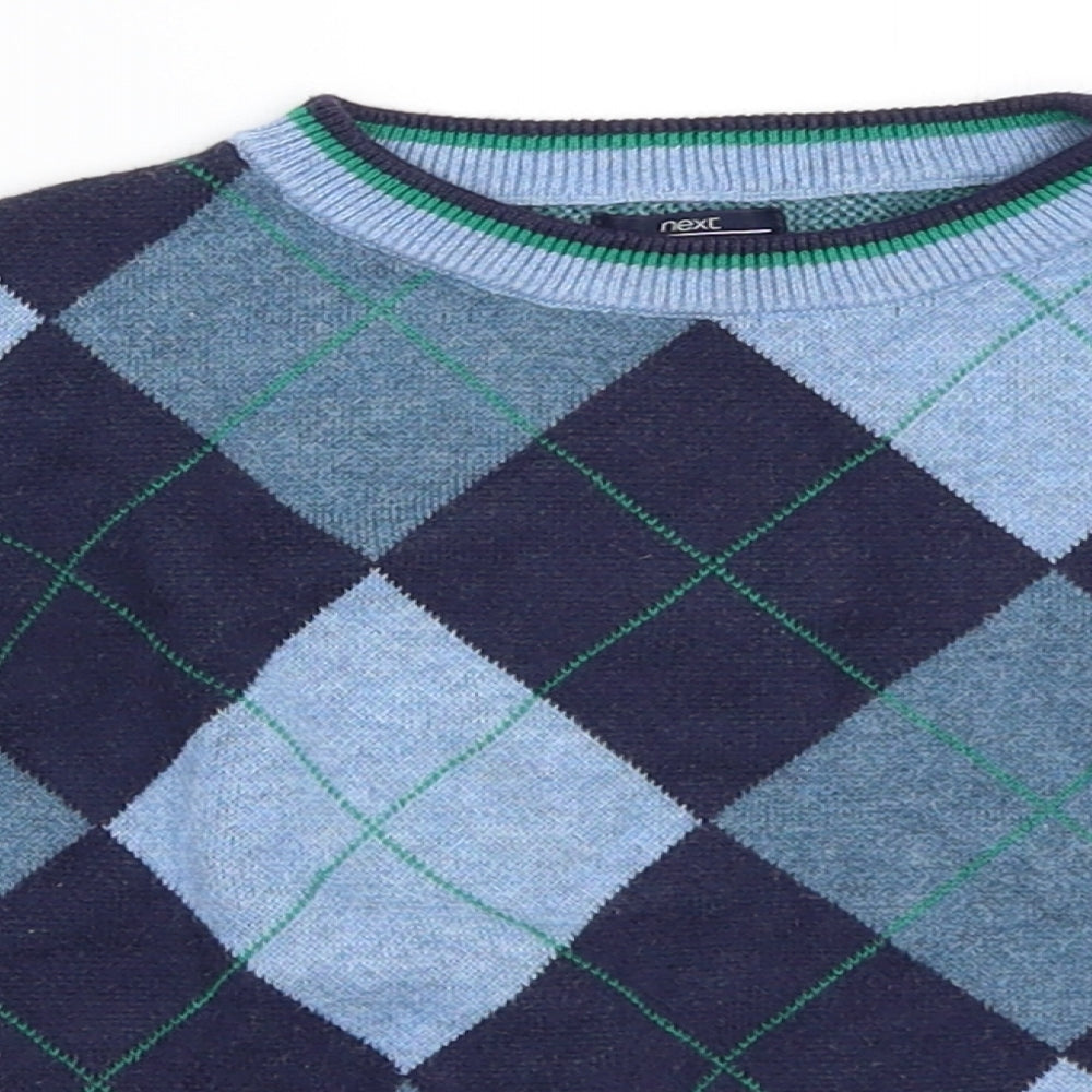 NEXT Boys Blue Argyle/Diamond  Pullover Jumper Size 18-24 Months