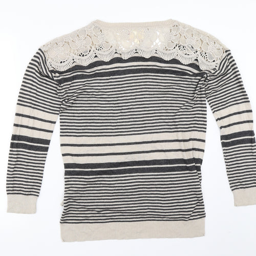 Hippie Rose Womens Beige Striped  Pullover Jumper Size M
