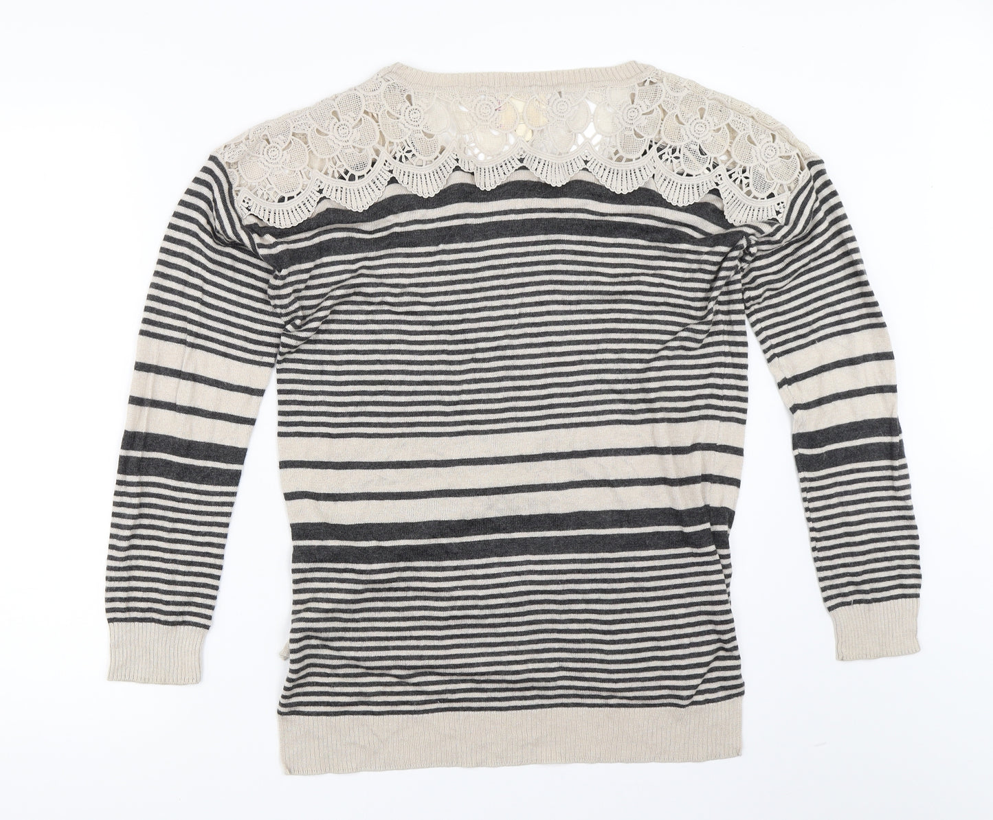 Hippie Rose Womens Beige Striped  Pullover Jumper Size M