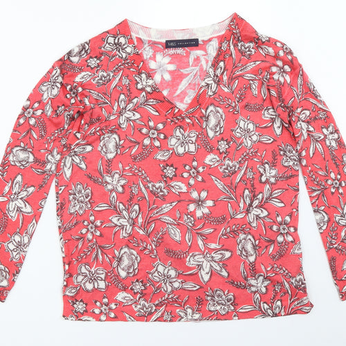 Marks and Spencer Womens Red Floral  Pullover Jumper Size S