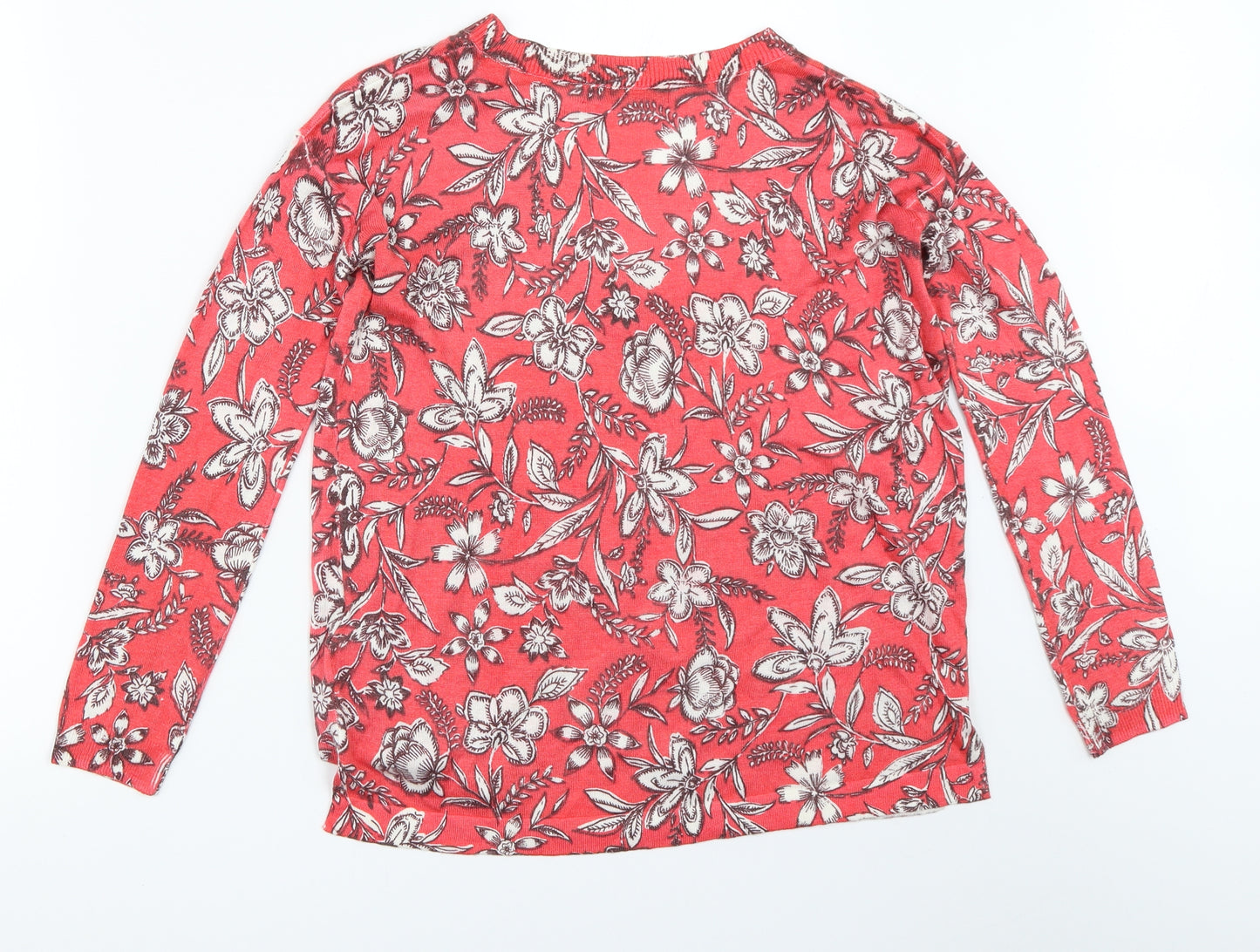 Marks and Spencer Womens Red Floral  Pullover Jumper Size S