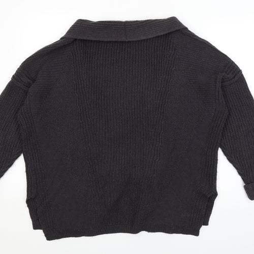M&S Womens Black   Wrap Jumper Size 12