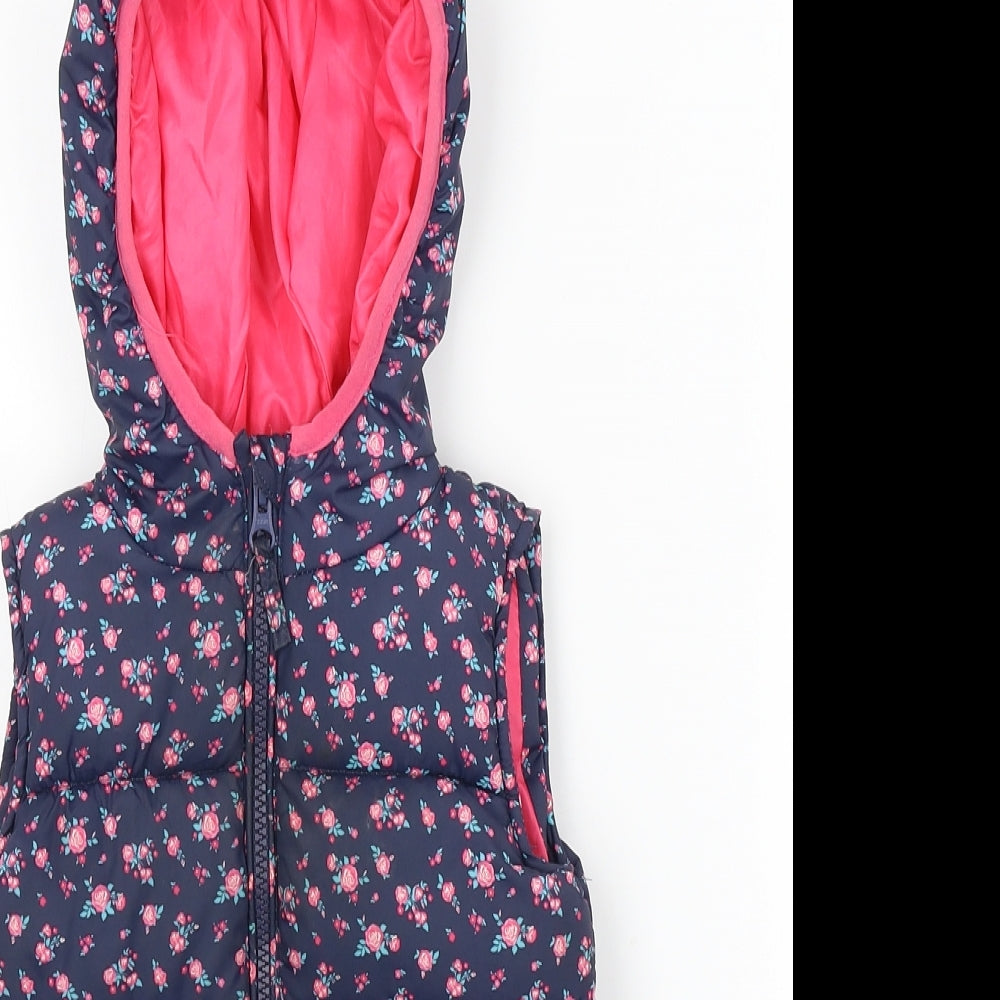 Young Dimension Girls Blue Floral  Gilet Coat Size 2-3 Years