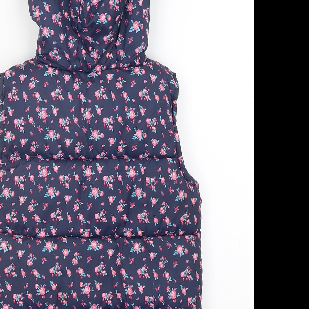 Young Dimension Girls Blue Floral  Gilet Coat Size 2-3 Years
