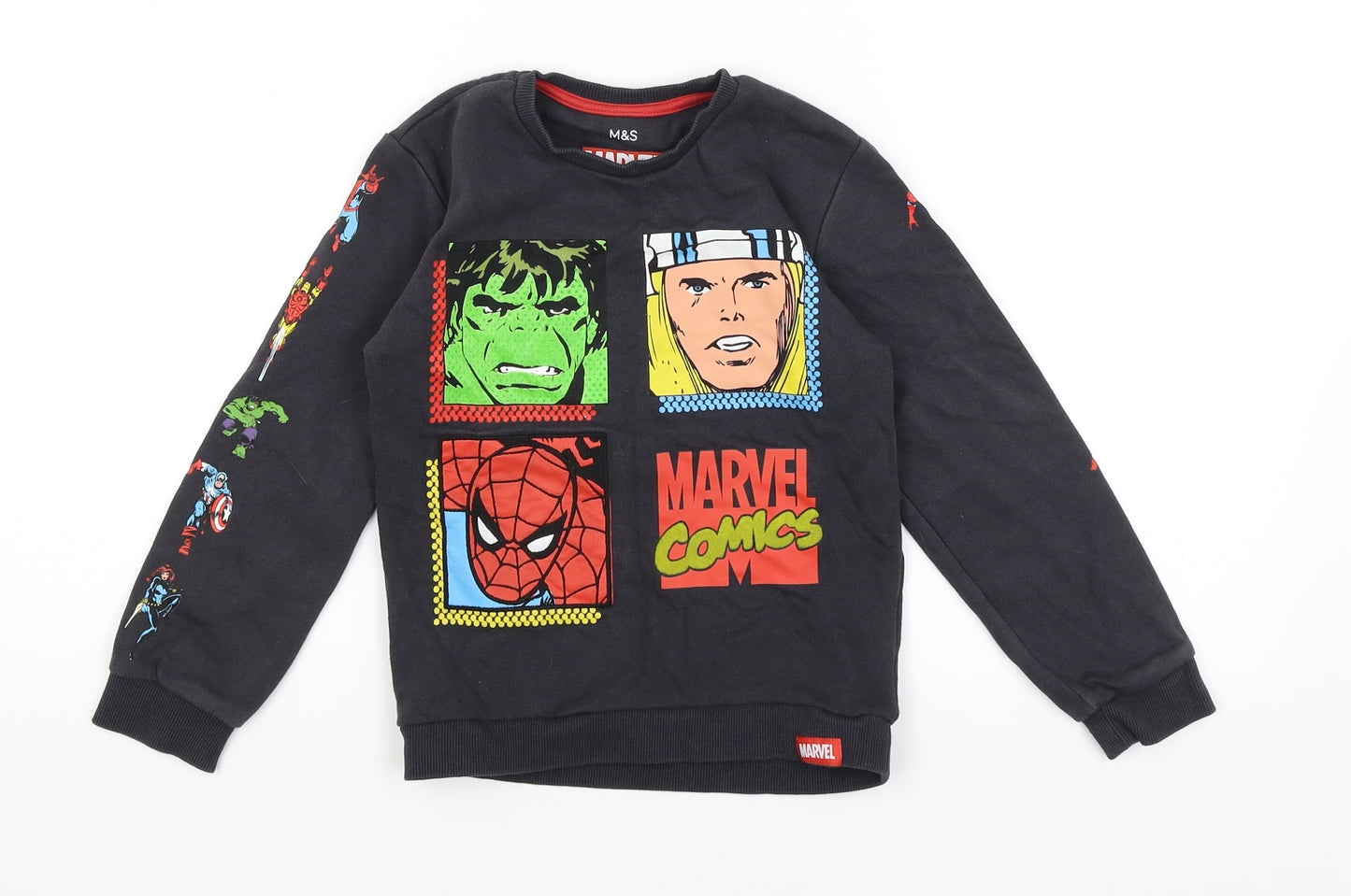 M&S Boys Grey   Pullover Jumper Size 5-6 Years  - Marvel Comics