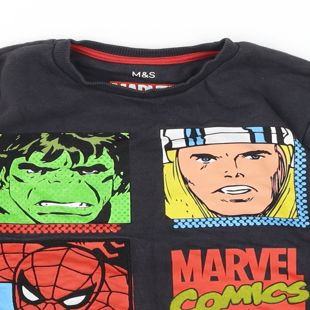 M&S Boys Grey   Pullover Jumper Size 5-6 Years  - Marvel Comics