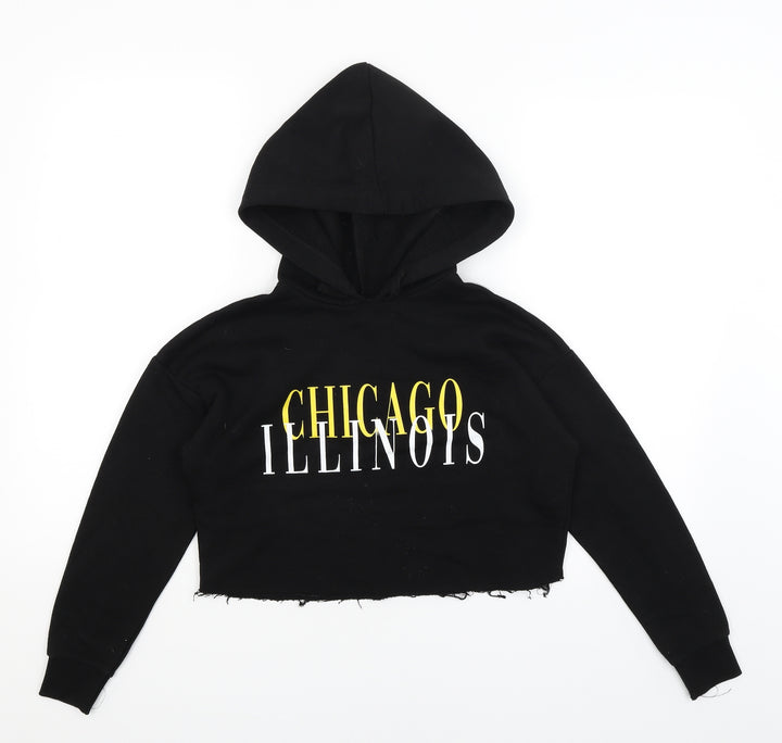 New Look Girls Black Pullover Hoodie Size 10-11 Years - Chicago