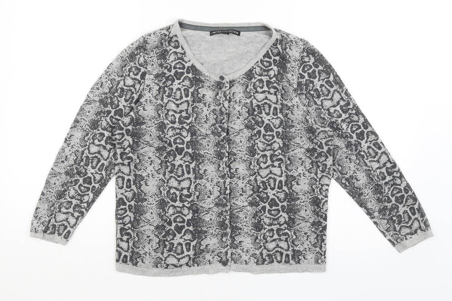M&S Womens Silver Animal Print  Cardigan Jumper Size 12