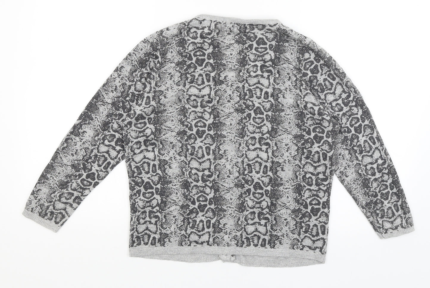 M&S Womens Silver Animal Print  Cardigan Jumper Size 12