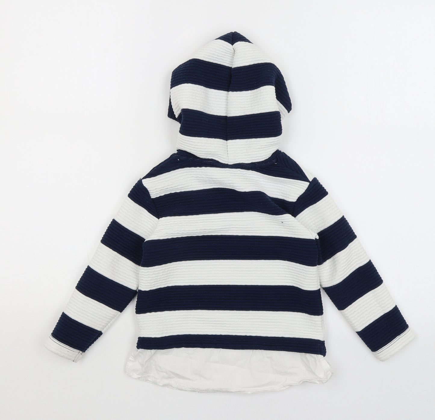 Jasper Conran Girls White Striped  Pullover Hoodie Size 4-5 Years