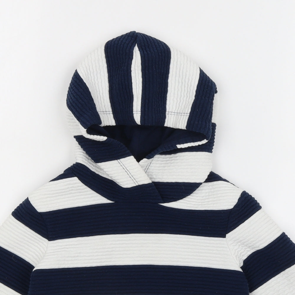 Jasper Conran Girls White Striped  Pullover Hoodie Size 4-5 Years