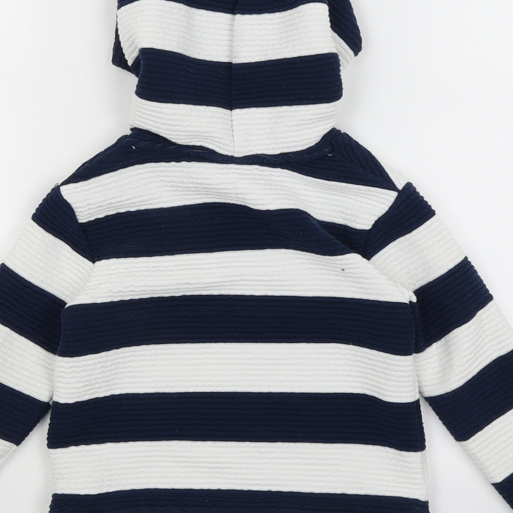 Jasper Conran Girls White Striped  Pullover Hoodie Size 4-5 Years