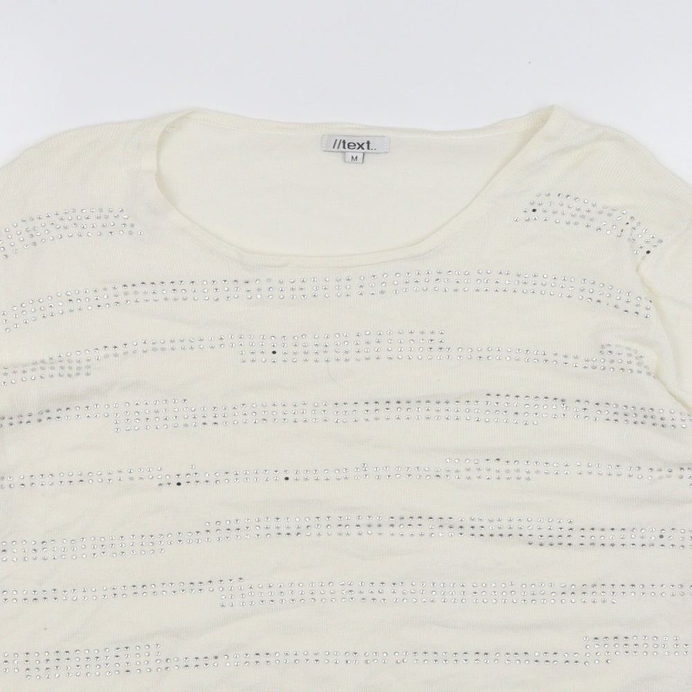 Text Womens White   Basic T-Shirt Size M