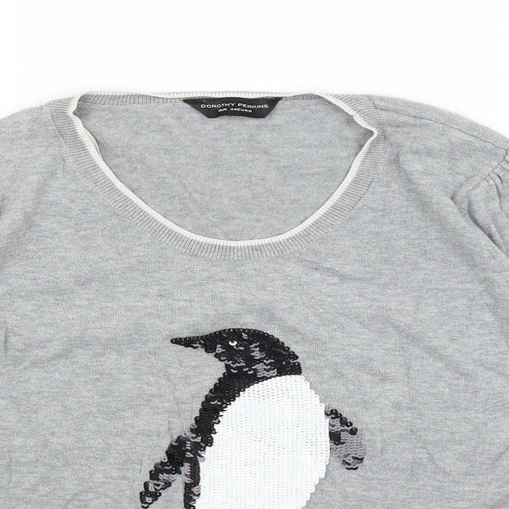 Dorothy Perkins Womens Grey   Pullover Jumper Size 16  - Penguin