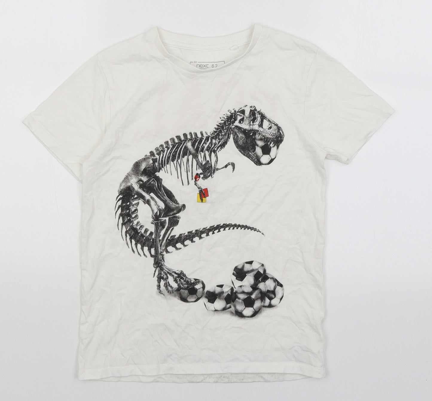 NEXT Boys White   Basic T-Shirt Size 9 Years  - Football Dinosaur