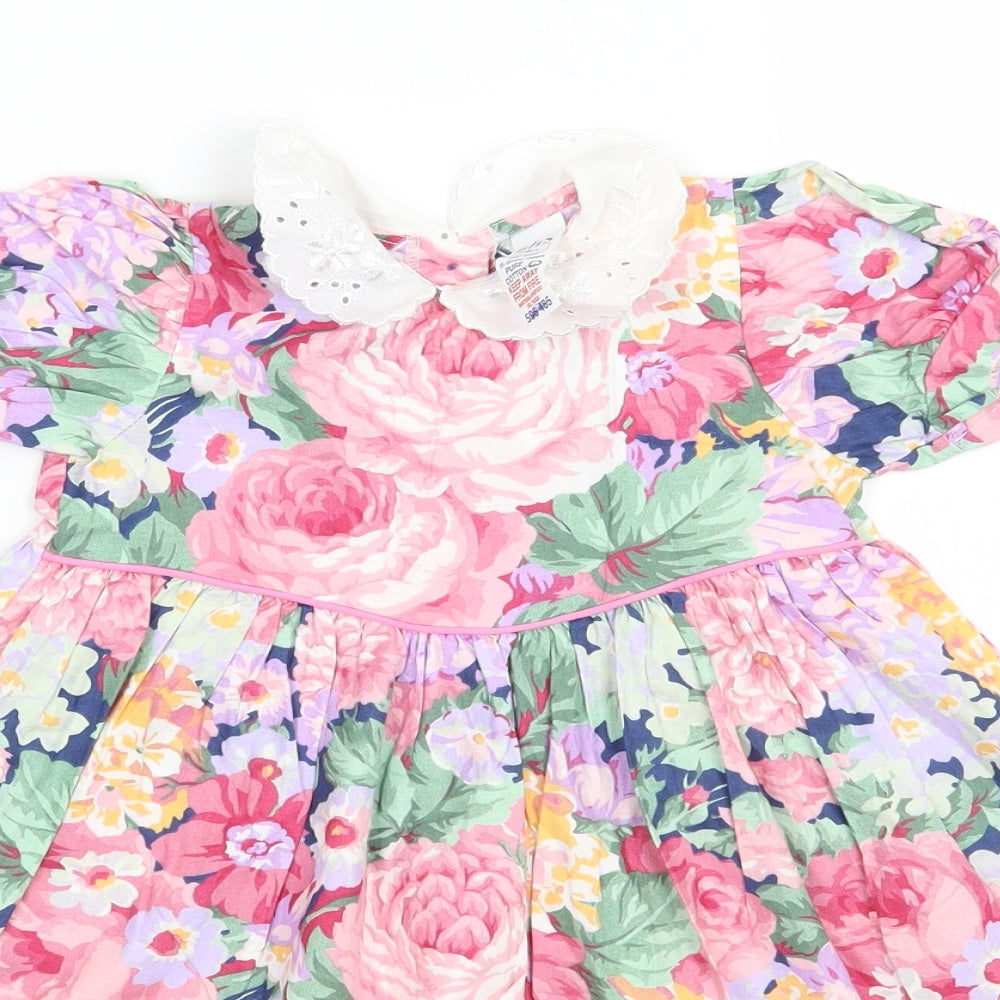 BHS Girls Blue Floral  A-Line  Size 6-9 Months