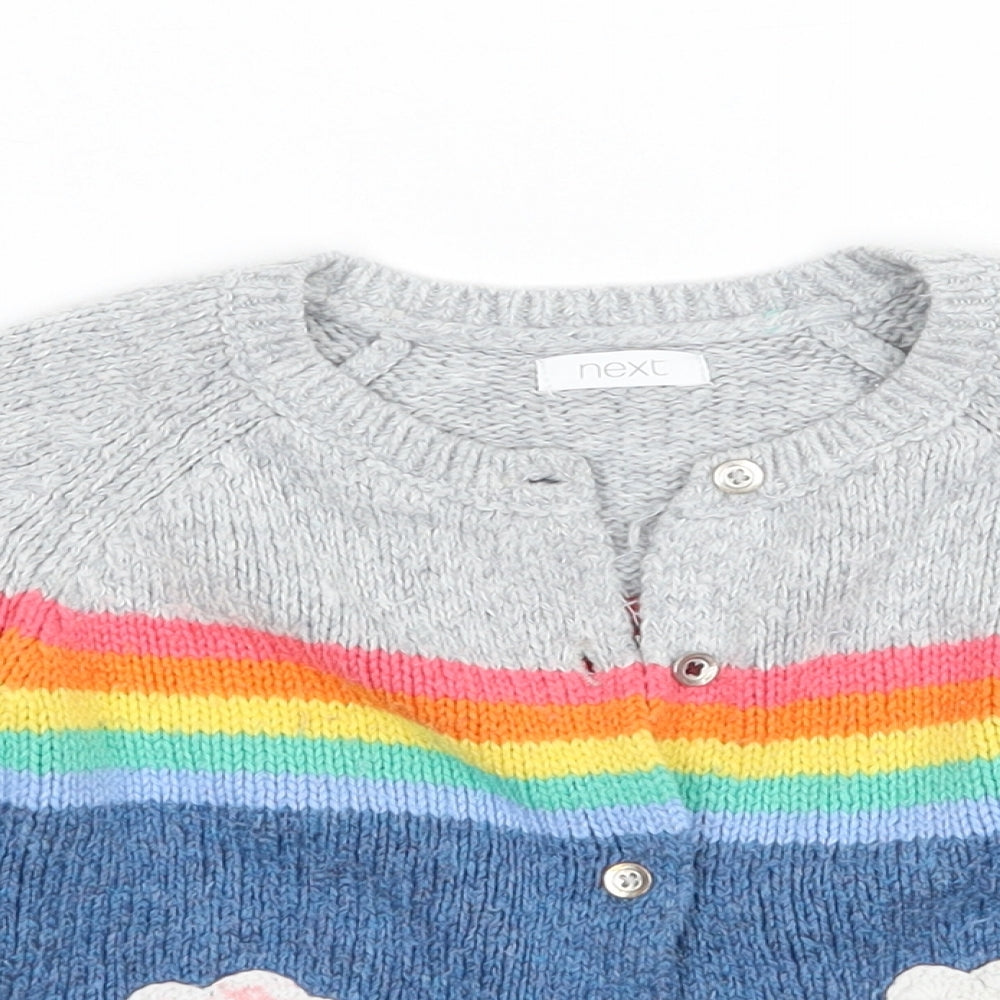 NEXT Girls Blue Striped  Cardigan Jumper Size 2 Years