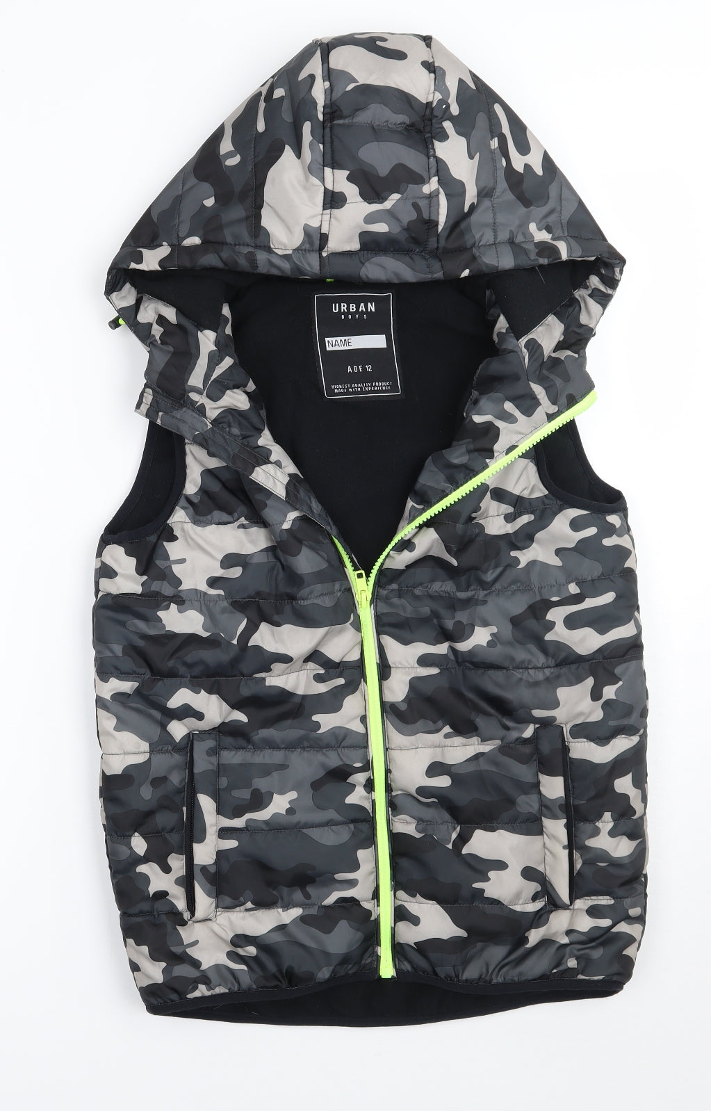 Matalan Boys Green Camouflage  Gilet Coat Size 12 Years