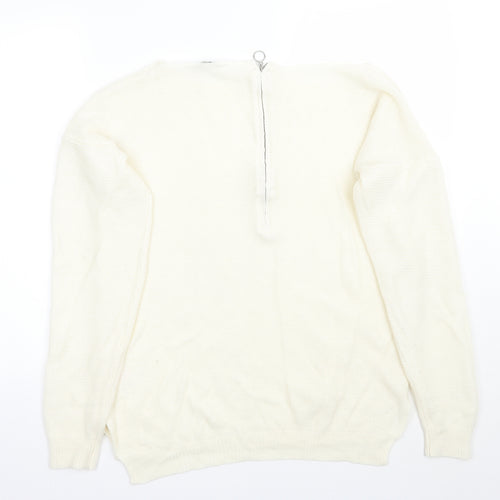 Peacocks Womens White   Pullover Jumper Size M