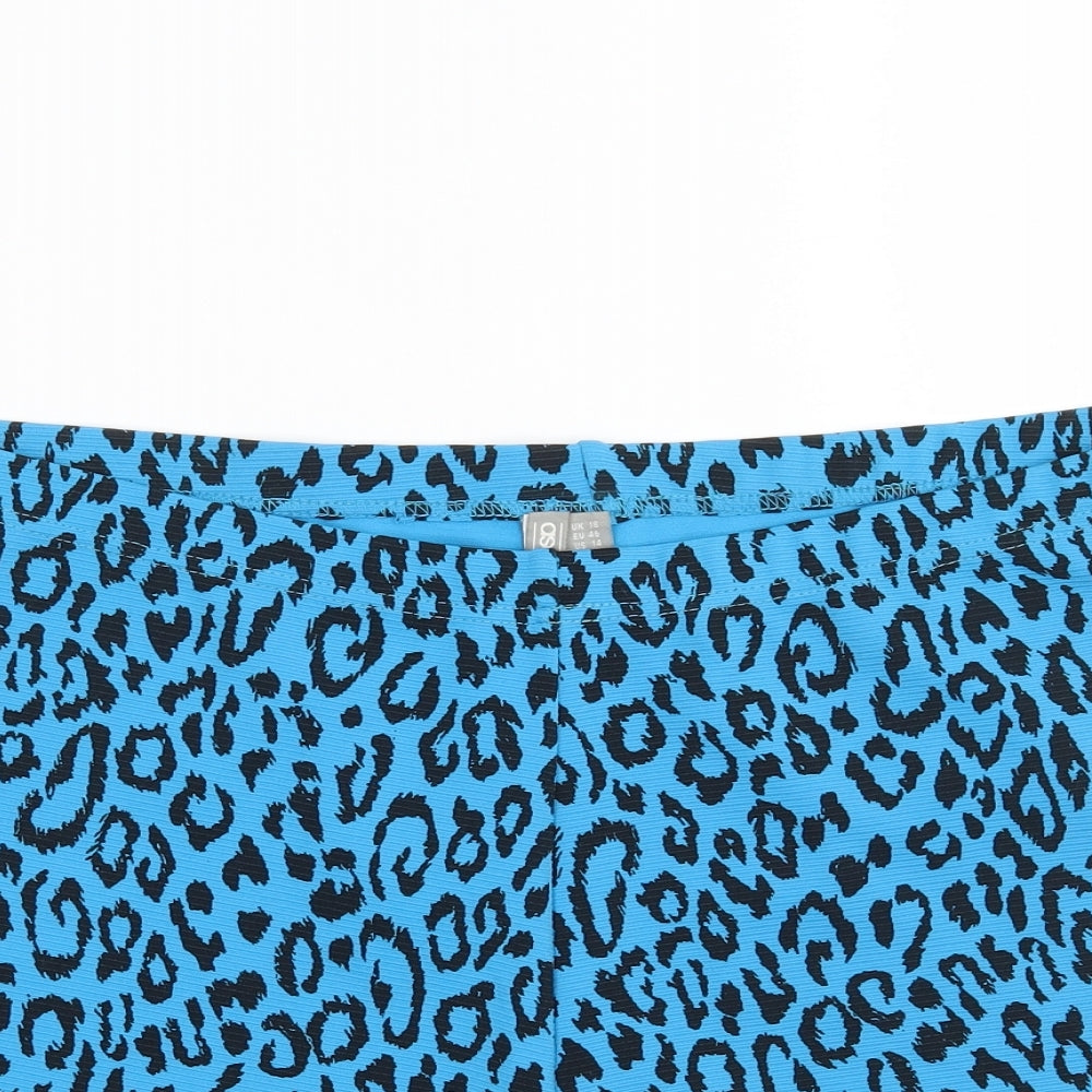 ASOS Womens Blue Animal Print  Cut-Off Shorts Size 18