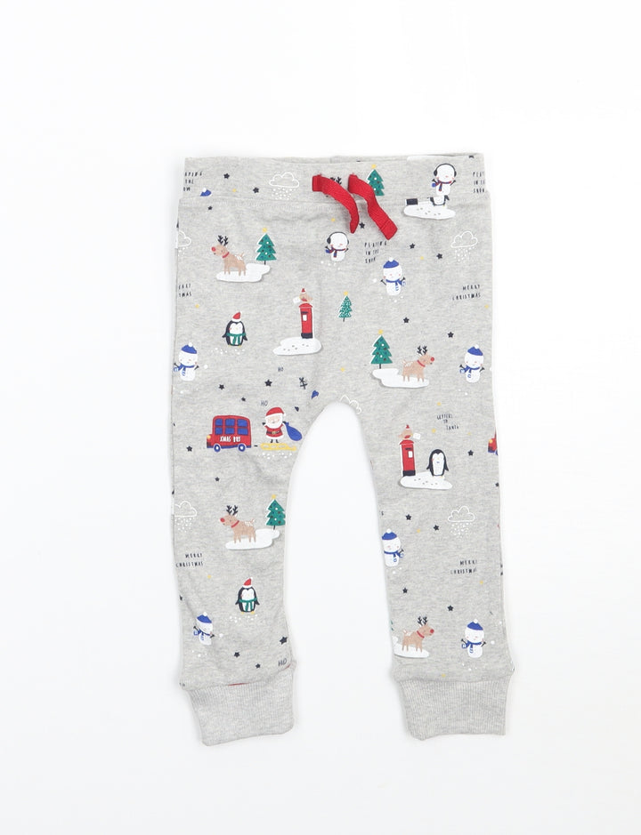 George Baby Grey Geometric  Sweatpants Trousers Size 9 Months  - Christmas