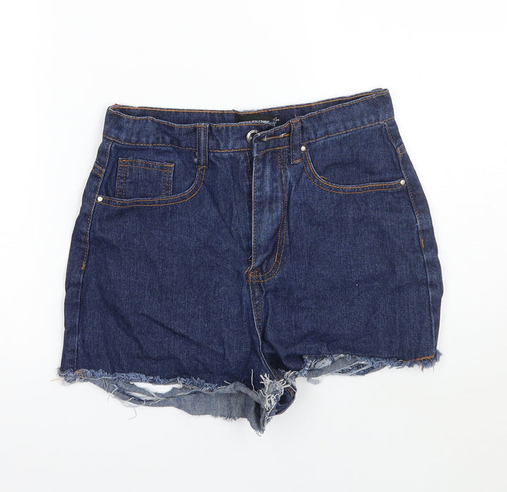 PRETTYLITTLETHING Womens Blue Cut-Off Shorts Size 6