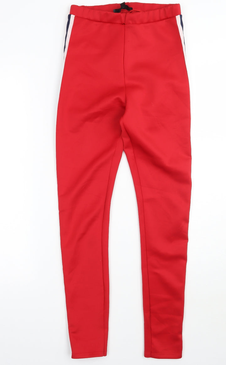 Missguided Womens Red Striped Trousers Size 4 L28 in