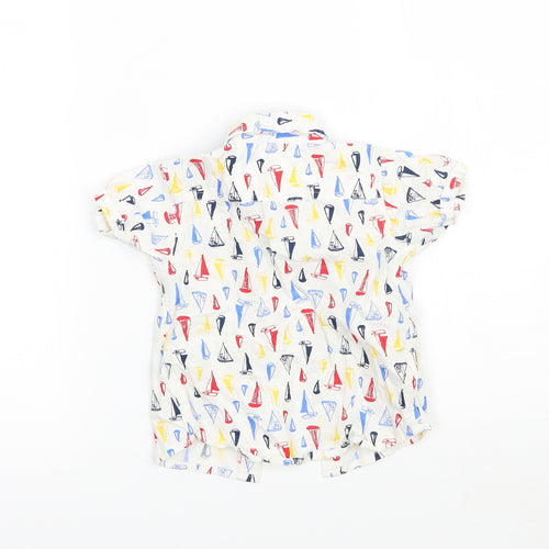 TU Boys White Geometric  Basic Button-Up Size 6-9 Months