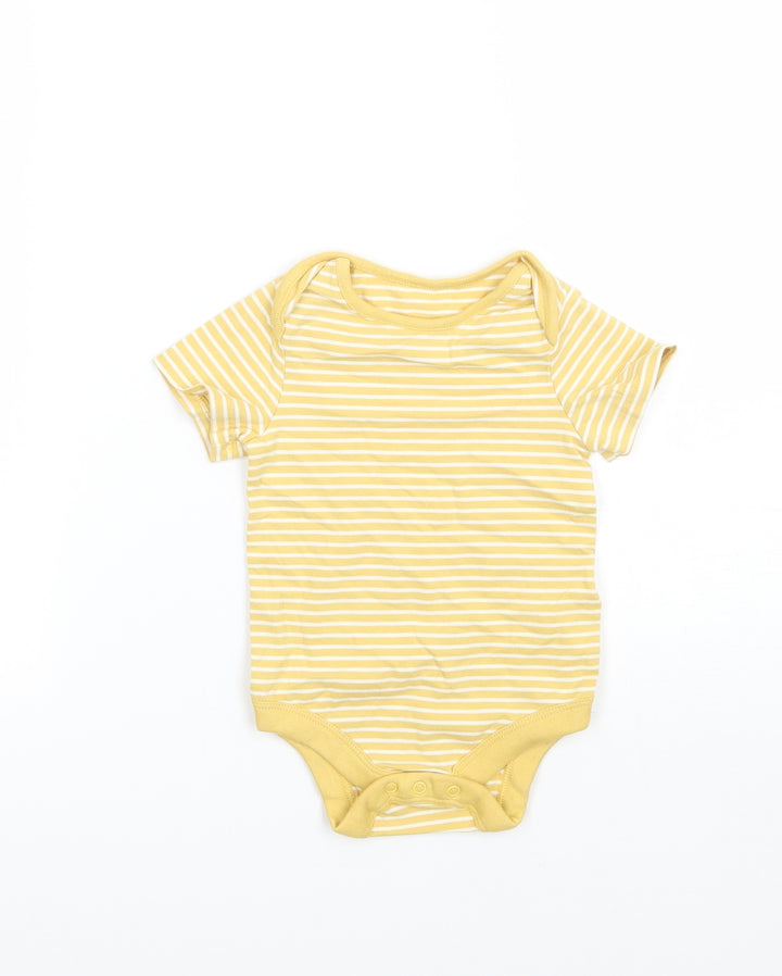 Marks and Spencer Girls Yellow Striped Babygrow One-Piece Size 6-9 Months