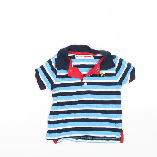 Minoti Boys Blue Striped  Basic Polo Size 9-12 Months
