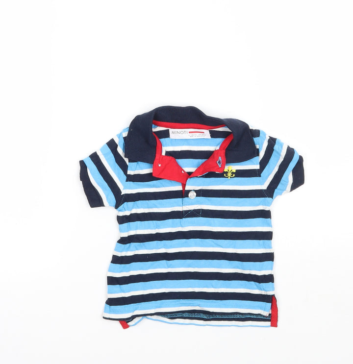 Minoti Boys Blue Striped Basic Polo Size 9-12 Months