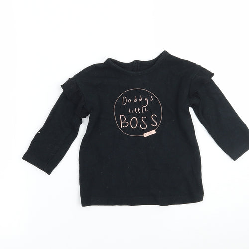 George Boys Black   Basic T-Shirt Size 9-12 Months