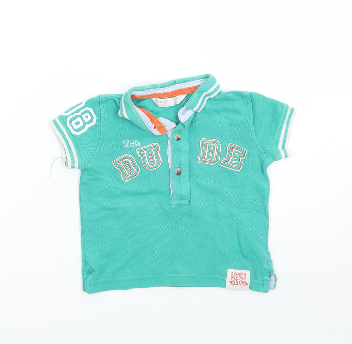 M&Co Boys Green Basic Polo Size 6-9 Months