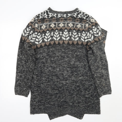 Papaya Womens Grey Geometric  Cardigan Jumper Size M
