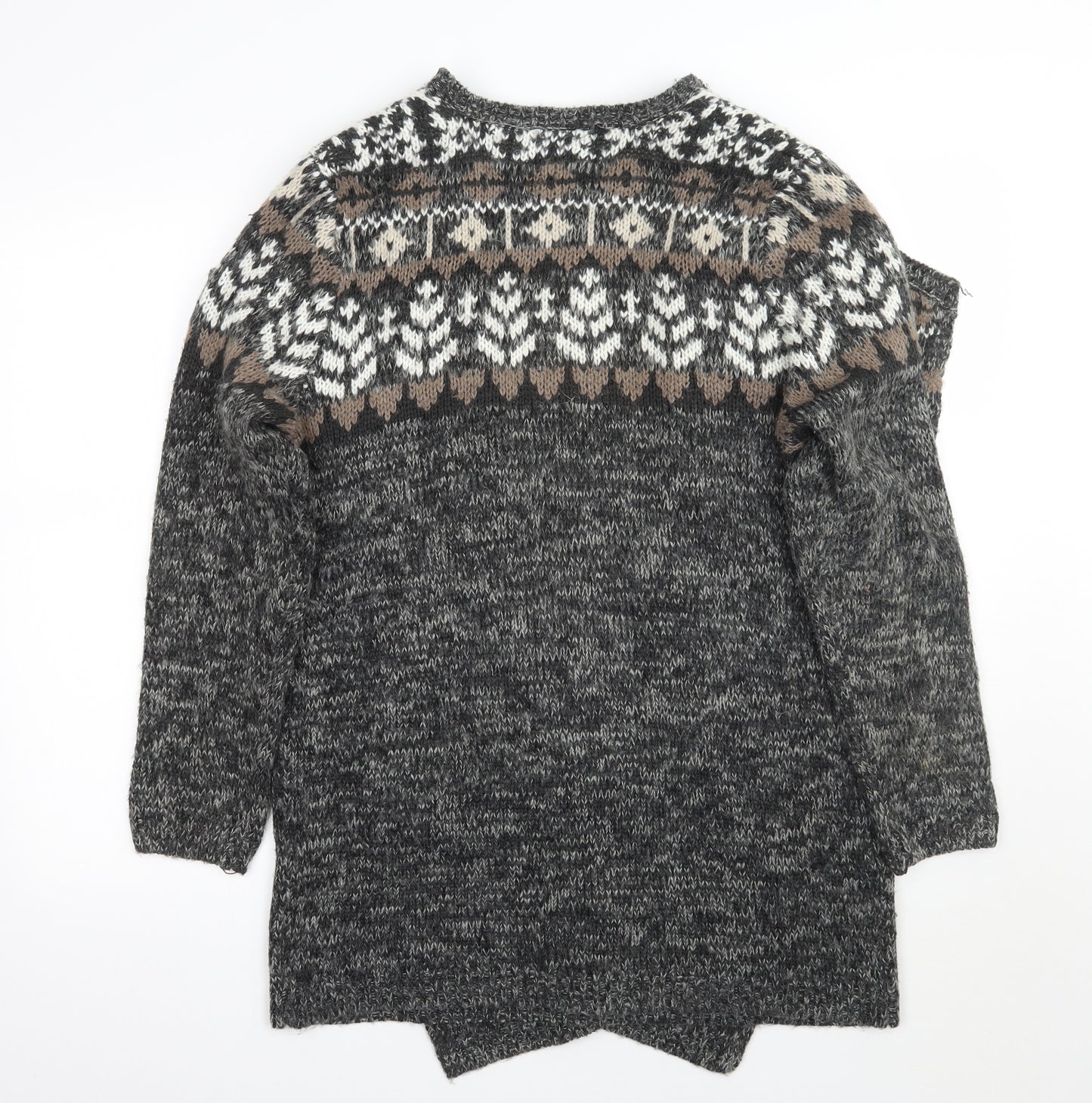 Papaya Womens Grey Geometric  Cardigan Jumper Size M