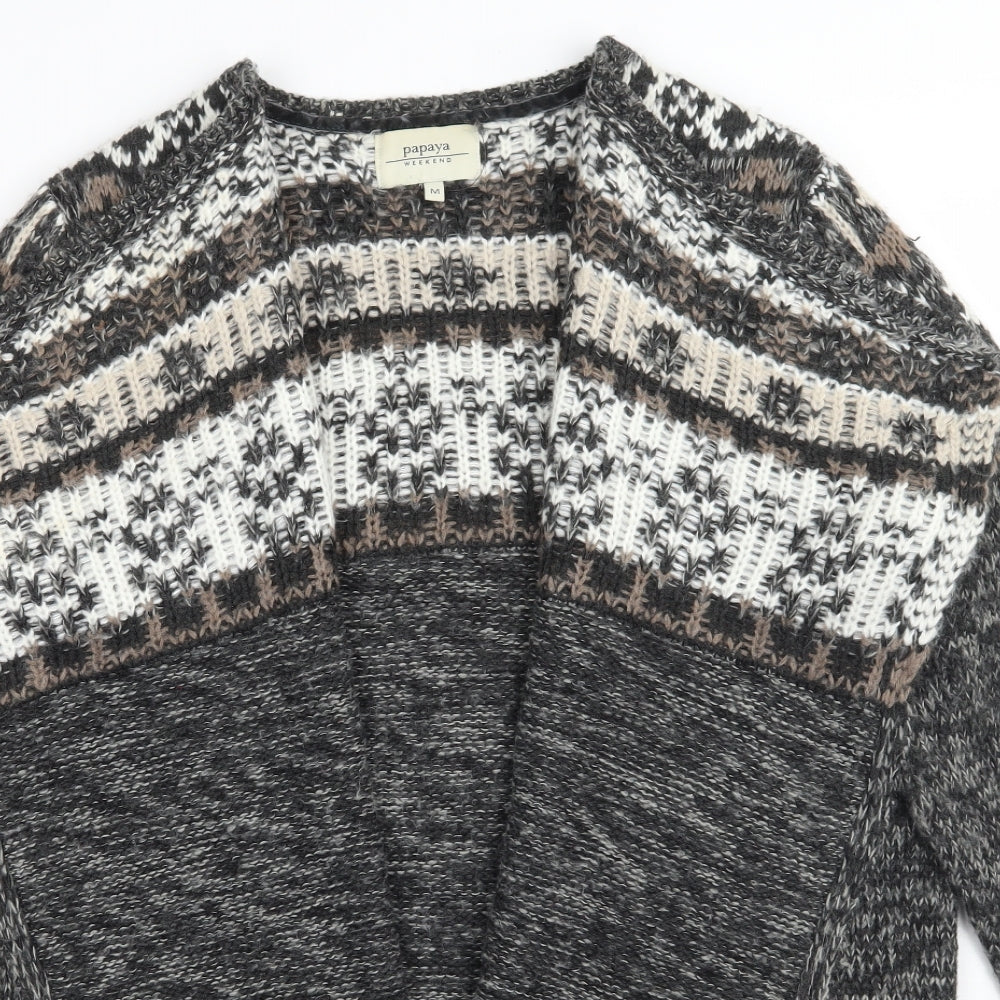 Papaya Womens Grey Geometric  Cardigan Jumper Size M