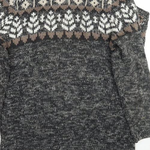 Papaya Womens Grey Geometric  Cardigan Jumper Size M