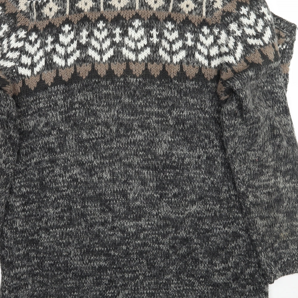 Papaya Womens Grey Geometric  Cardigan Jumper Size M