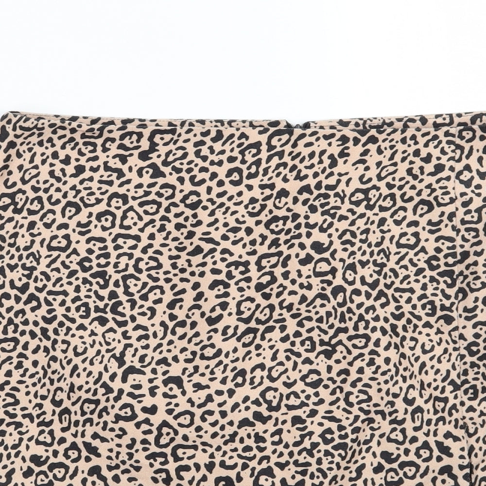 SheIn Womens Brown Animal Print  A-Line Skirt Size L