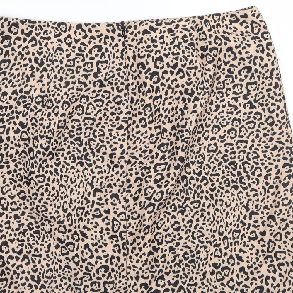 SheIn Womens Brown Animal Print  A-Line Skirt Size L
