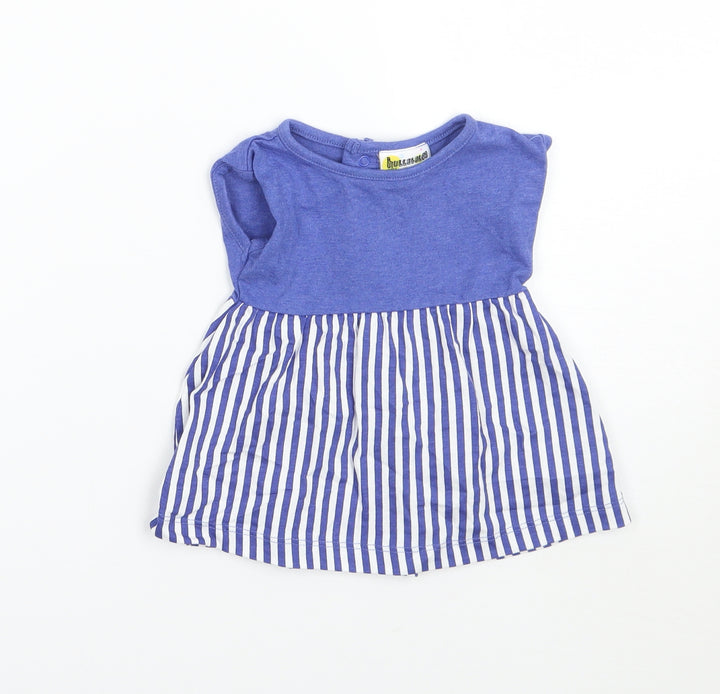hullabaloo Girls Blue Striped A-Line Size 3-6 Months