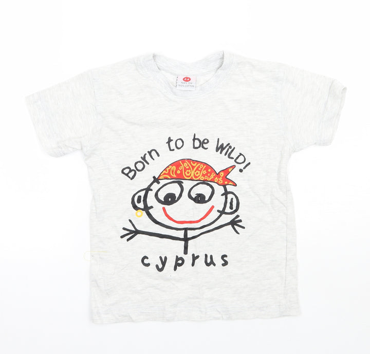 Preworn Boys Grey   Basic T-Shirt Size 3-4 Years