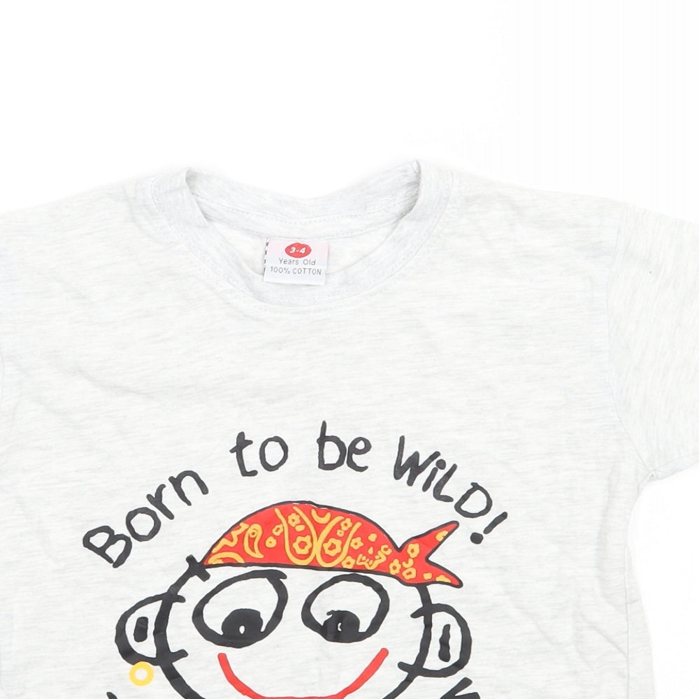 Preworn Boys Grey   Basic T-Shirt Size 3-4 Years
