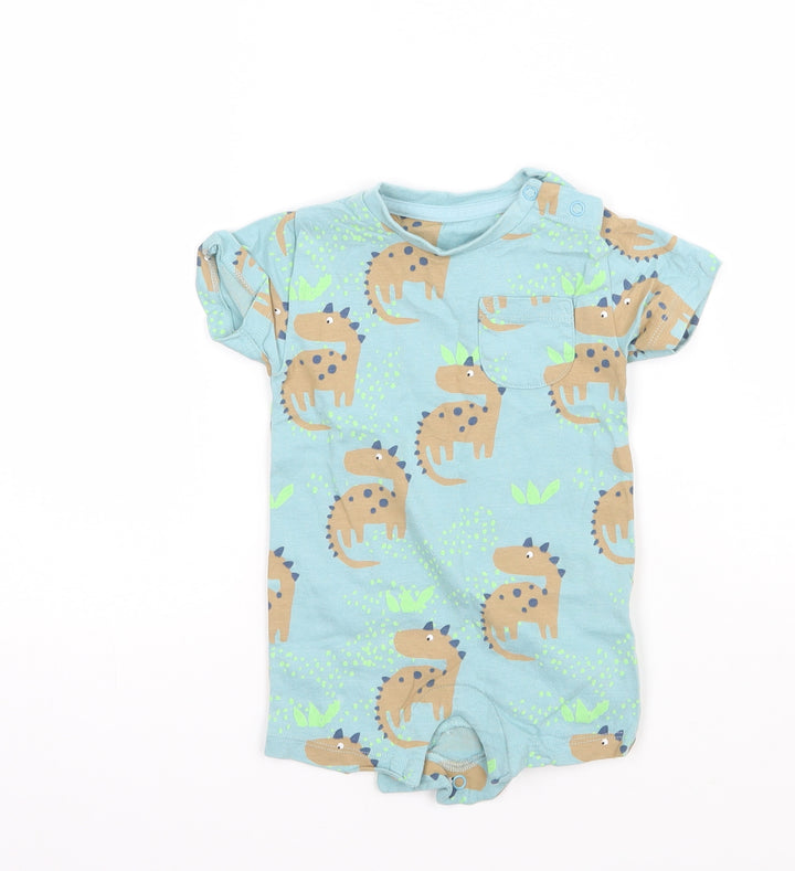 Marks and Spencer Boys Green Floral Babygrow One-Piece Size 0-3 Months