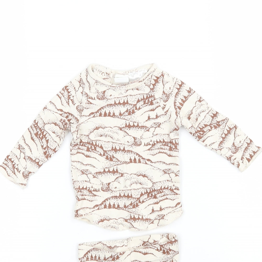 H&M Girls Beige Geometric  Basic T-Shirt Size Newborn  - Bottom included