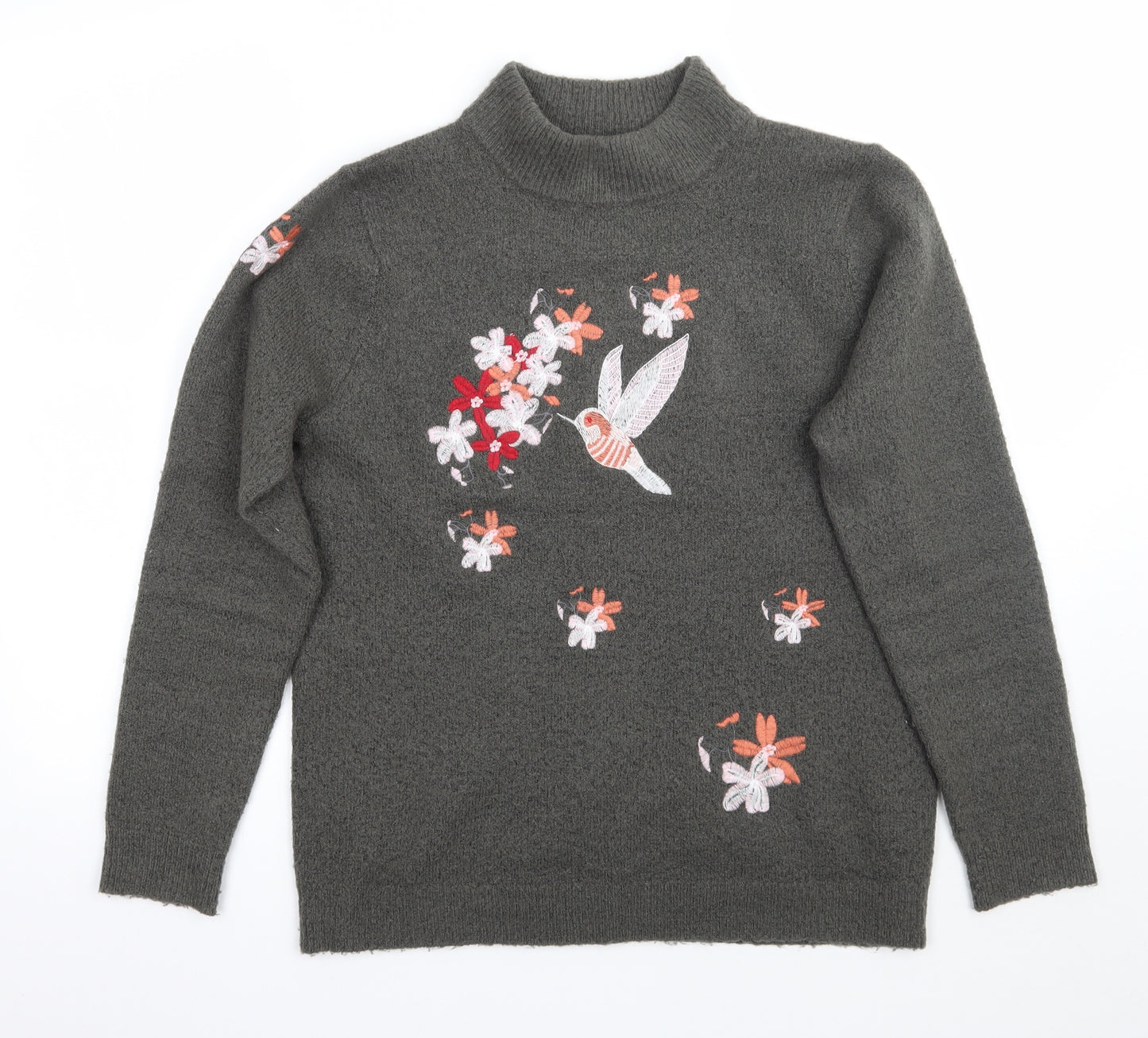 Cotton Traders Womens Grey Floral  Pullover Jumper Size 12