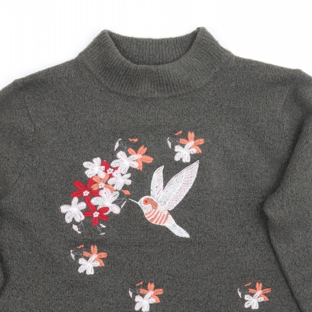 Cotton Traders Womens Grey Floral  Pullover Jumper Size 12