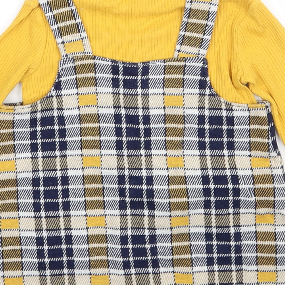 F&F Girls Yellow Check  A-Line  Size 2-3 Years